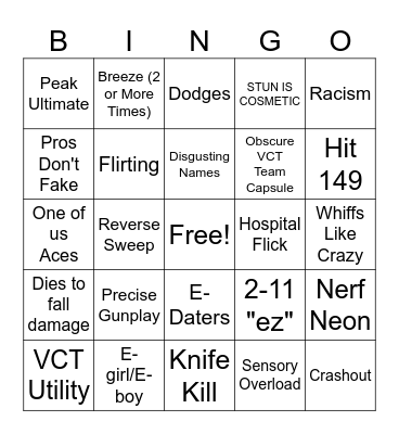 Valorant Bingo Card