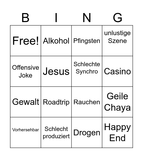 Reli Bingo Card