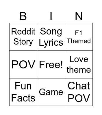 IG Reels Bingo Card