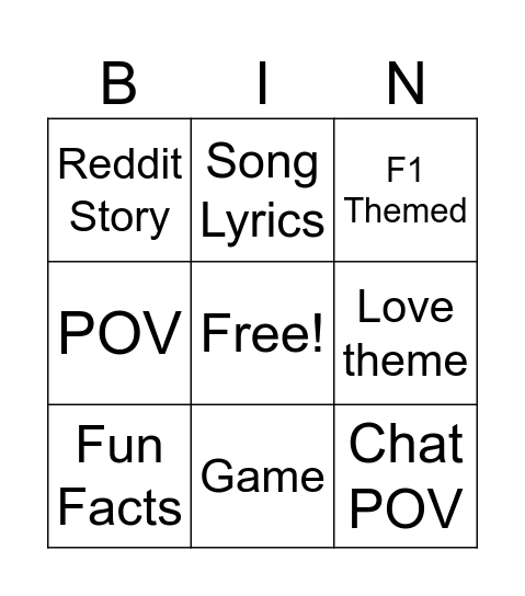 IG Reels Bingo Card