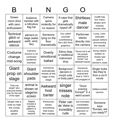 Eurovision 2025 Bingo Card