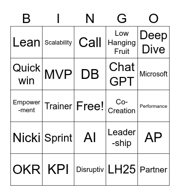 MDI Bingo Card