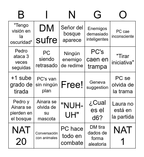 ONE-SHOT BINGO Card