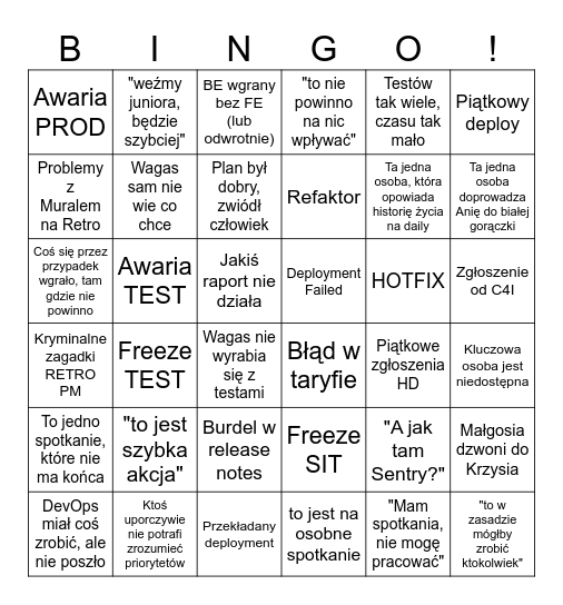 SANDIS SPRINT BINGO Card