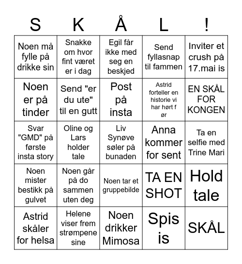 17.MAI <3 Bingo Card