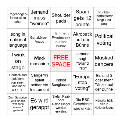 ESC 2025 Bingo Card