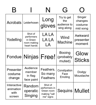 Eurovision 2025 Bingo Card