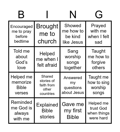 The Legacy of Faith Bingo Card