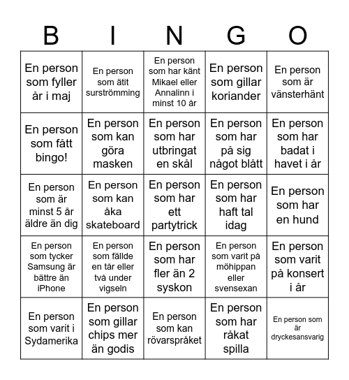 Mingelbingo Card