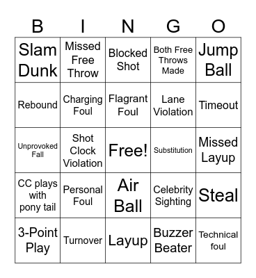 WNBA BINGO Card
