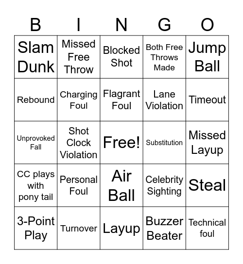 WNBA BINGO Card
