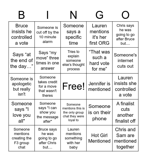 Triumph Bingo Card