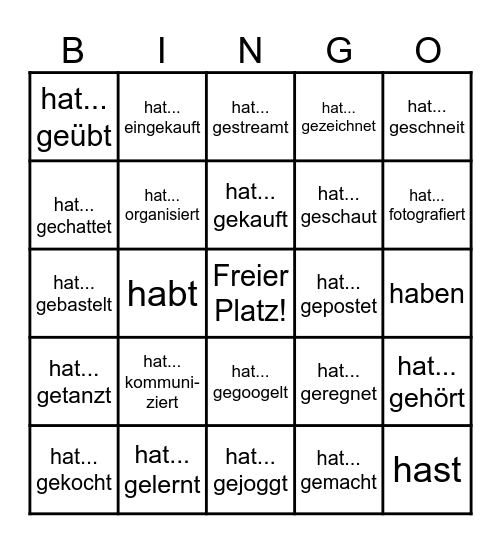 Partizipien: Entspannung & Unterhaltung Bingo Card