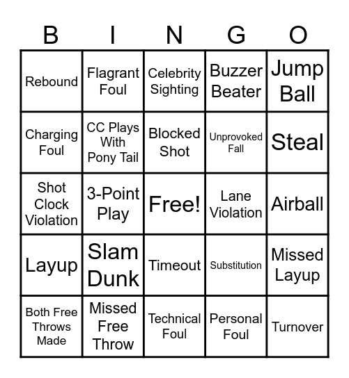WNBA Bingo Card
