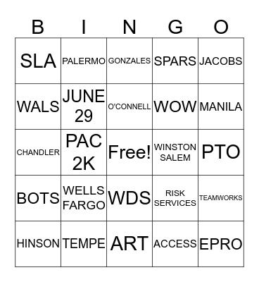 WIAM YEAR END BINGO Card