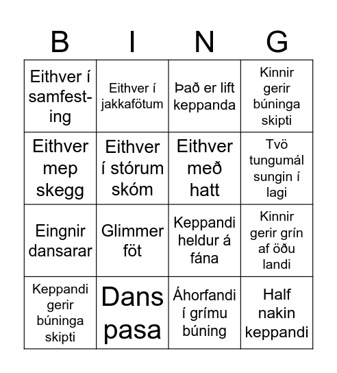 Eurovision Bingo Card
