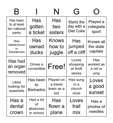 The Mickster Mixer Bingo Card