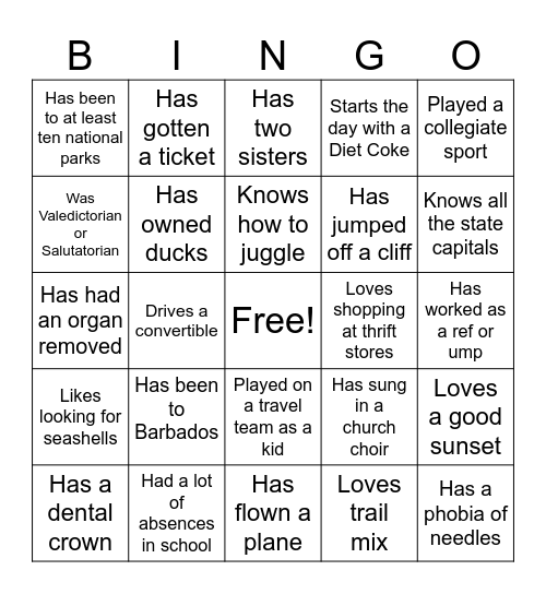 The Mickster Mixer Bingo Card