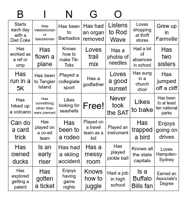 Mick's Mix Bingo Card