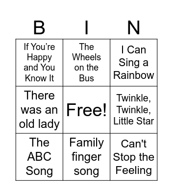 Musical Bingo Card