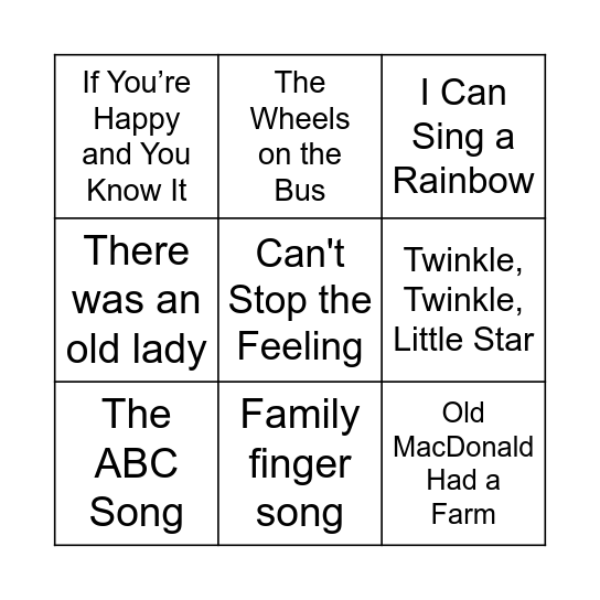 Musical Bingo Card