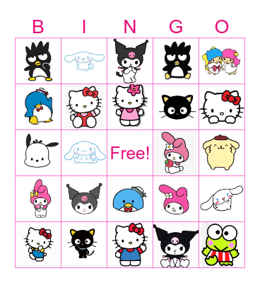 Hello Kitty & Friends Bingo Card