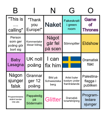EUROVISION BINGO Card