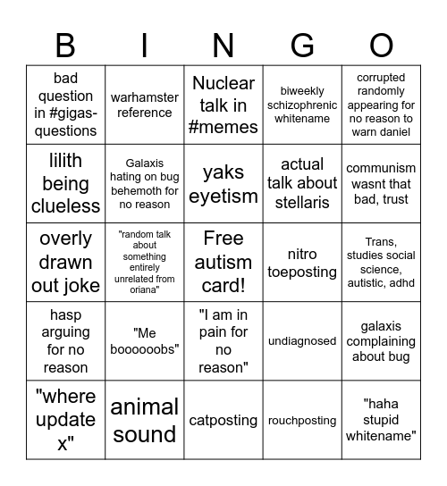 Gigass 3 Bingo Card