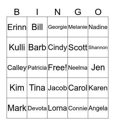 Skills Inventory BINGO Card