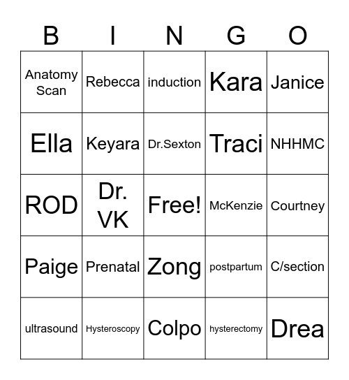 HPOB Rock Stars Bingo Card