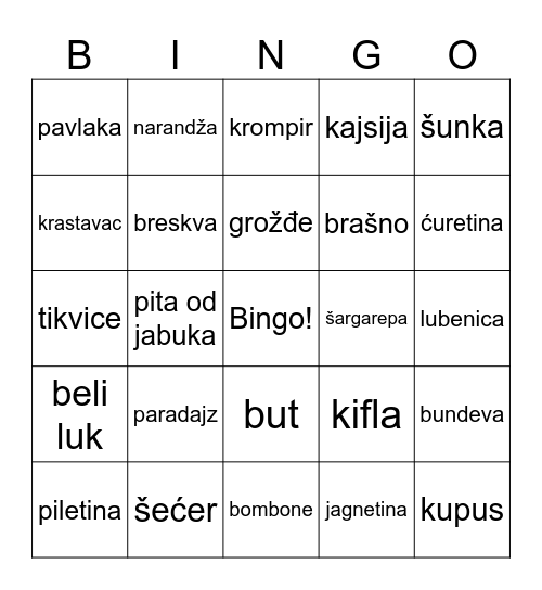 Bingo! Bingo Card