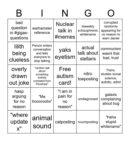 Gigass 3 Bingo Card