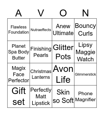 Make up Bingo Card