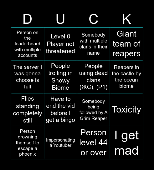Evoworld Bingo Card