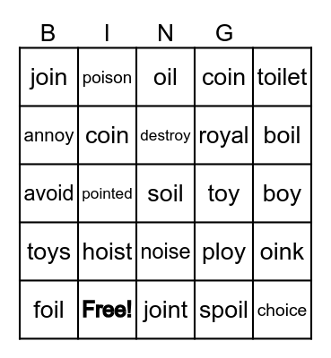 OI/OY BINGO Card