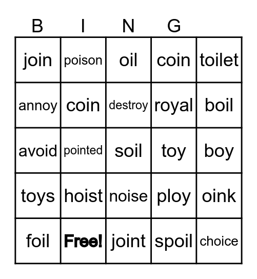 OI/OY BINGO Card