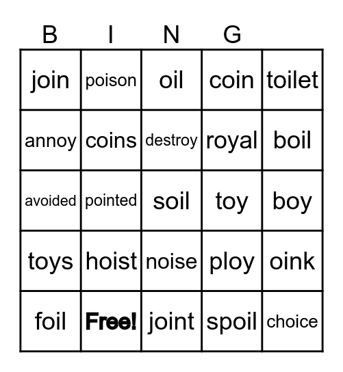 OI/OY BINGO Card
