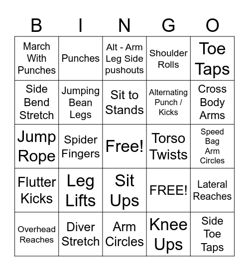 CHAIR BINGO Card