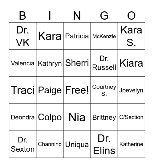 HOPB Rock Stars Bingo Card