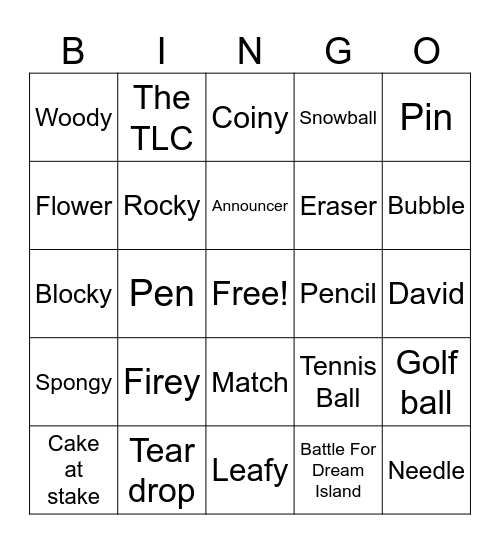 BFDI Bingo Card