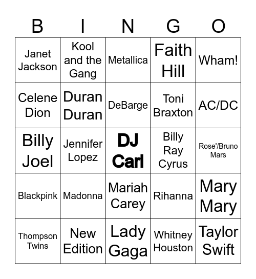 DJ Carl Bingo Card