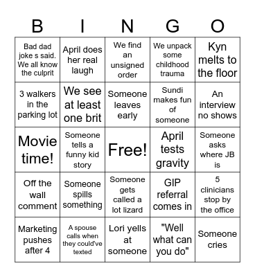 Office Bingo Card