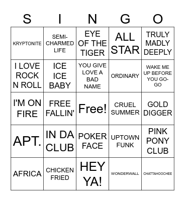 GEZELLIG SINGO Bingo Card