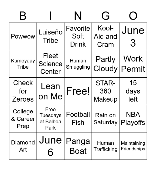 May 16 ORN Bingo Card