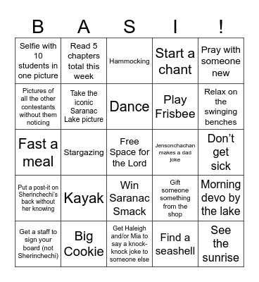 Basi Bingo Board Bingo Card
