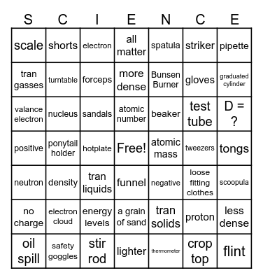 SCIENCE REVIEW BINGO Card