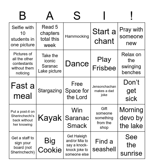 Basi Bingo Board Bingo Card