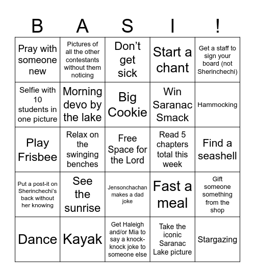 Basi Bingo Board Bingo Card
