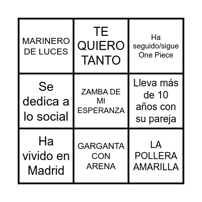 BINGO MUSICAL Bingo Card