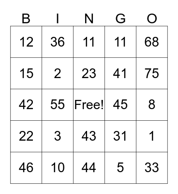 James brown Bingo Card